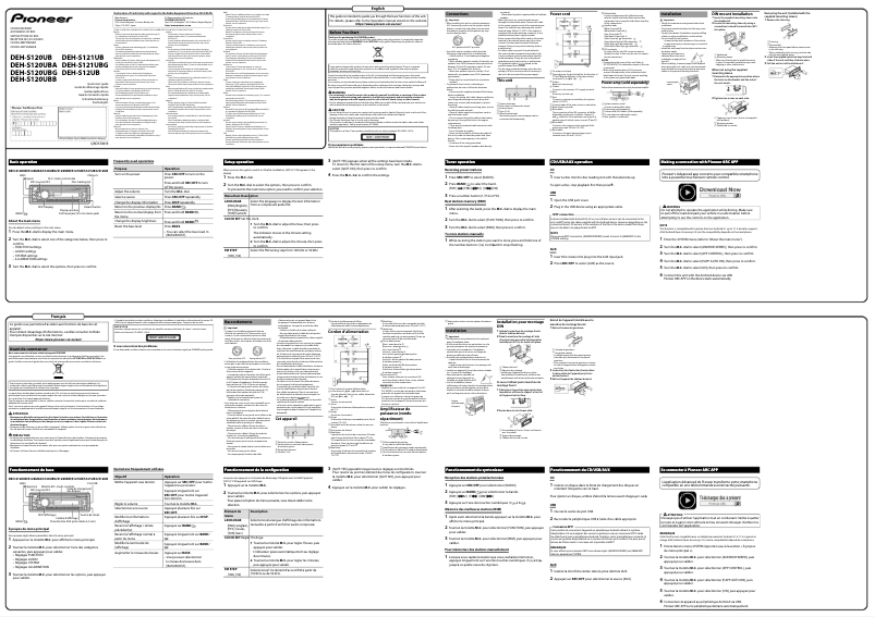 Imagen de la primera página del manual del dispositivo DEH-S120UBA