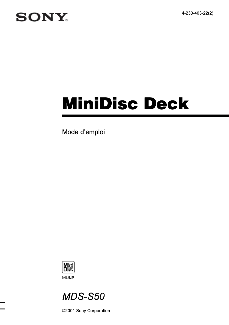 Imagen de la primera página del manual del dispositivo MDS-S50