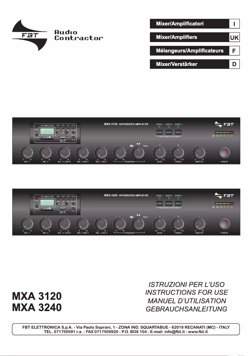 Página 1 del manual Manual de usuario FBT MXA 3120