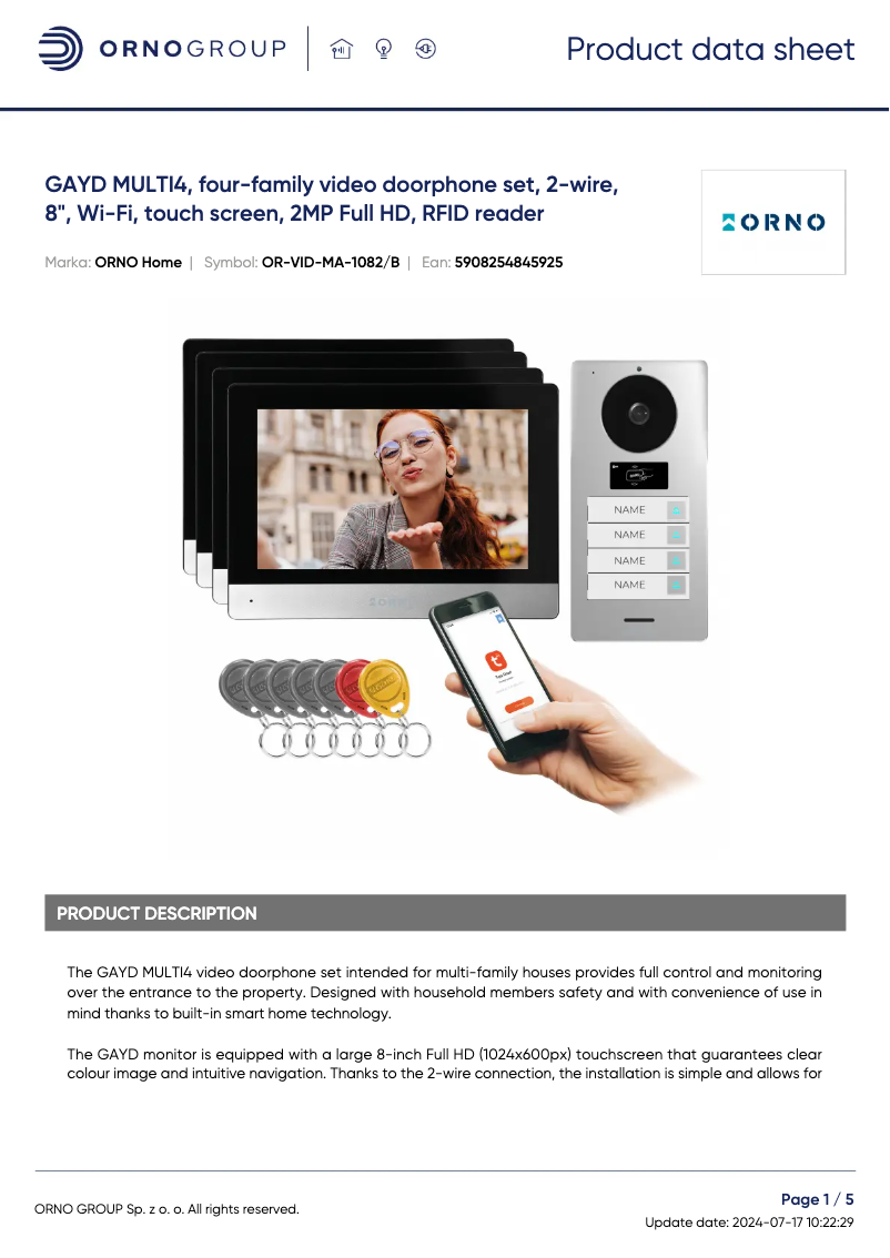 Imagen de la primera página del manual del dispositivo OR-VID-MA-1082