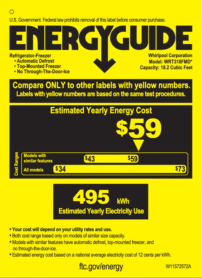 Página 1 del manual Etiqueta energética Whirlpool WRT318FMDW