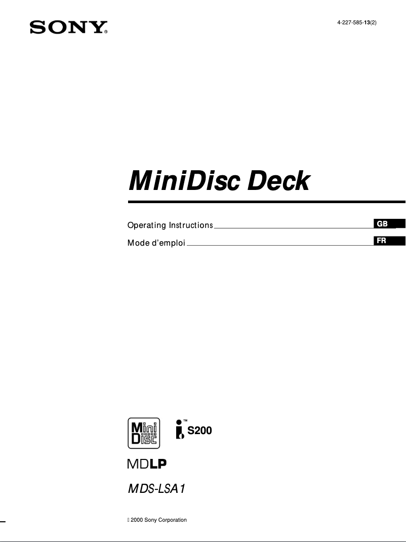 Imagen de la primera página del manual del dispositivo MDS-LSA1