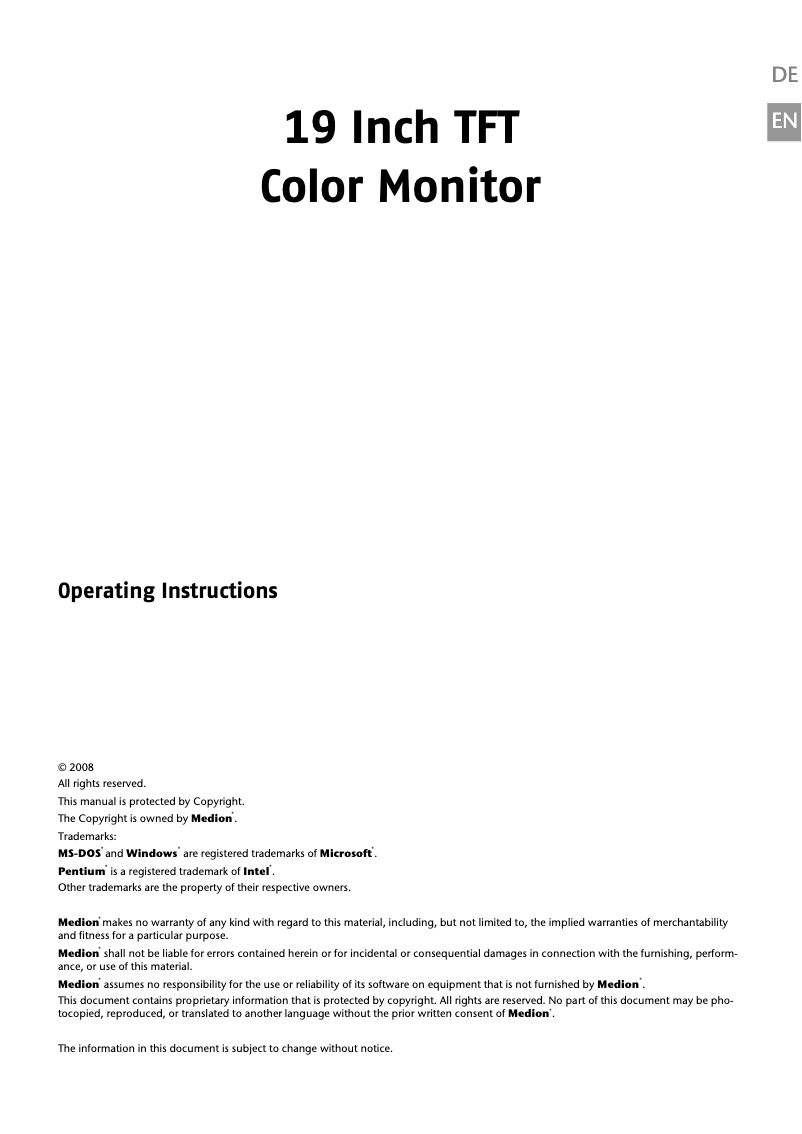 Imagen de la primera página del manual del dispositivo Akoya E53000 (MD 31119)