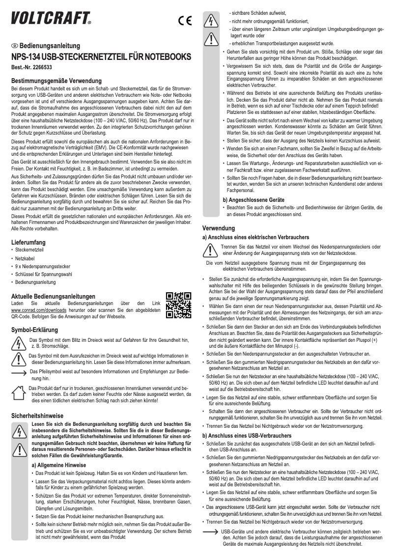 Página 1 del manual Manual de usuario Voltcraft NPS-134