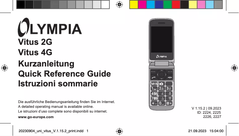 Página 1 del manual Manual de usuario Olympia Vitus 2G