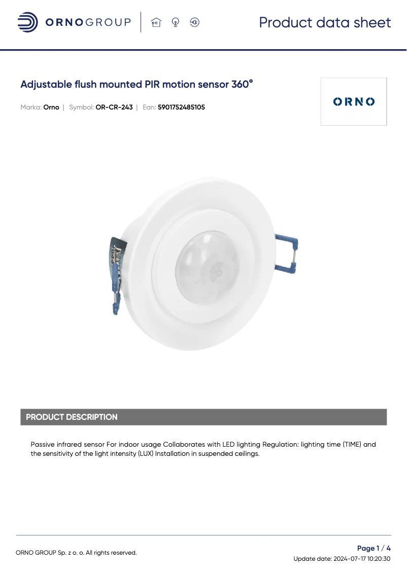 Imagen de la primera página del manual del dispositivo OR-CR-243