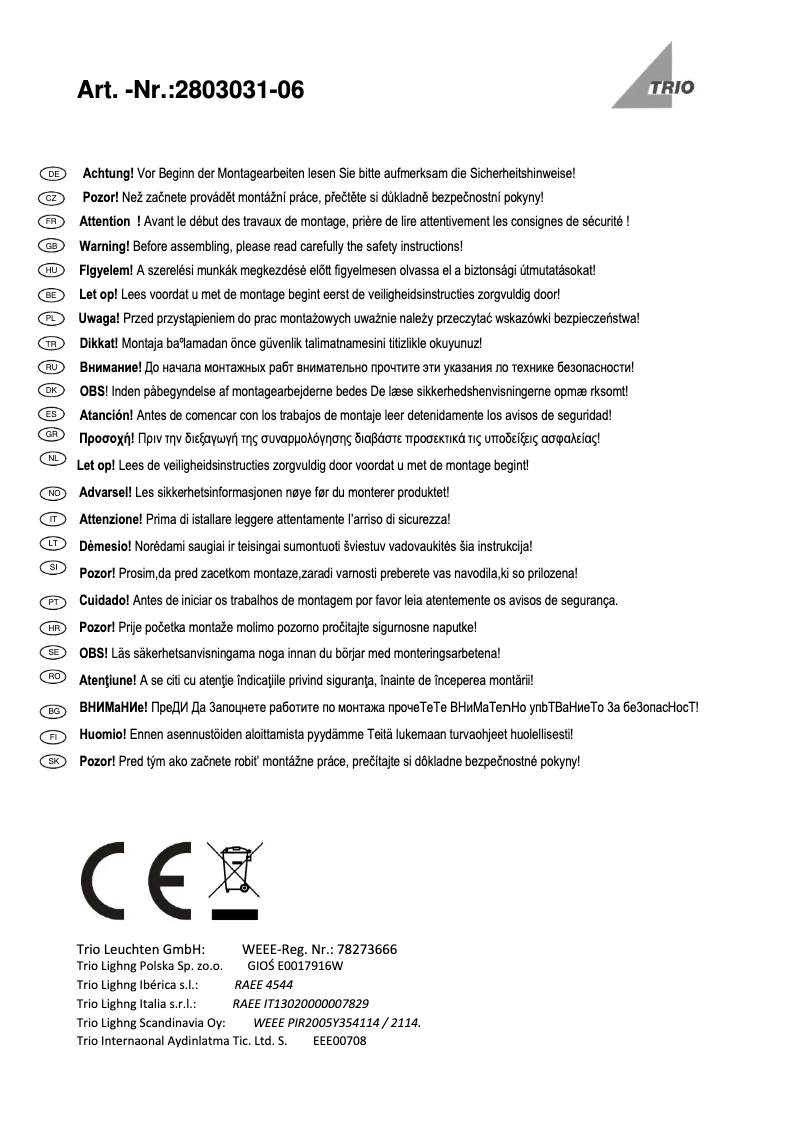 Imagen de la primera página del manual del dispositivo Xavi 2803031-06