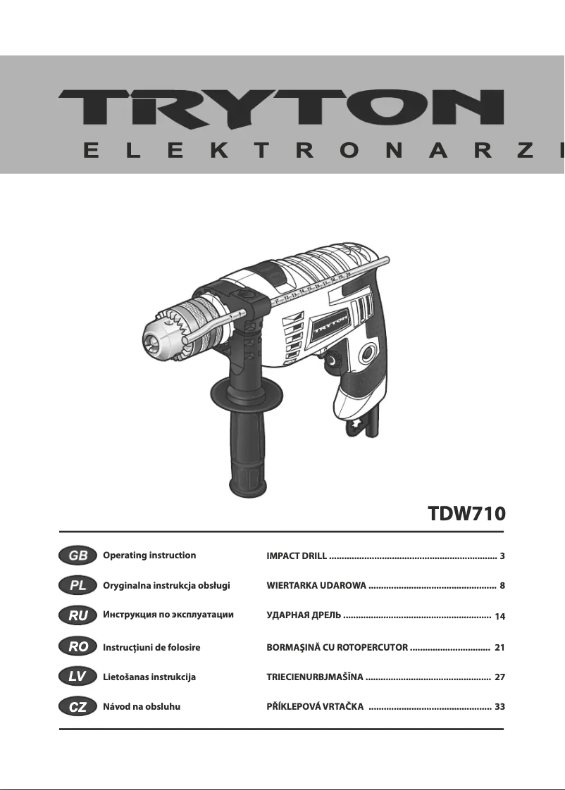 Imagen de la primera página del manual del dispositivo TDW710