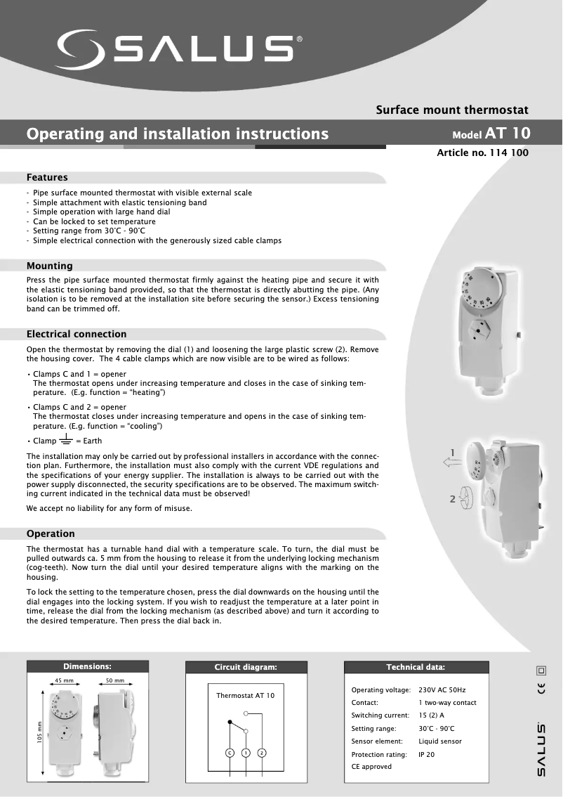 Imagen de la primera página del manual del dispositivo AT10