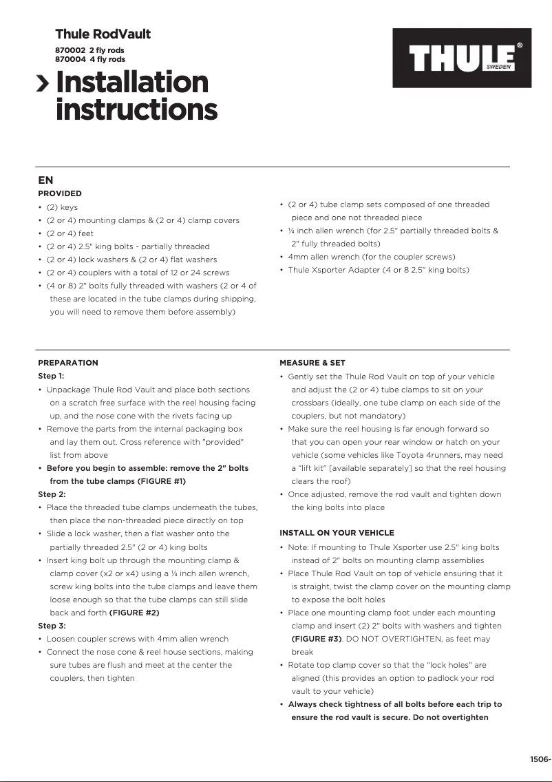Imagen de la primera página del manual del dispositivo RodVault 2 870002