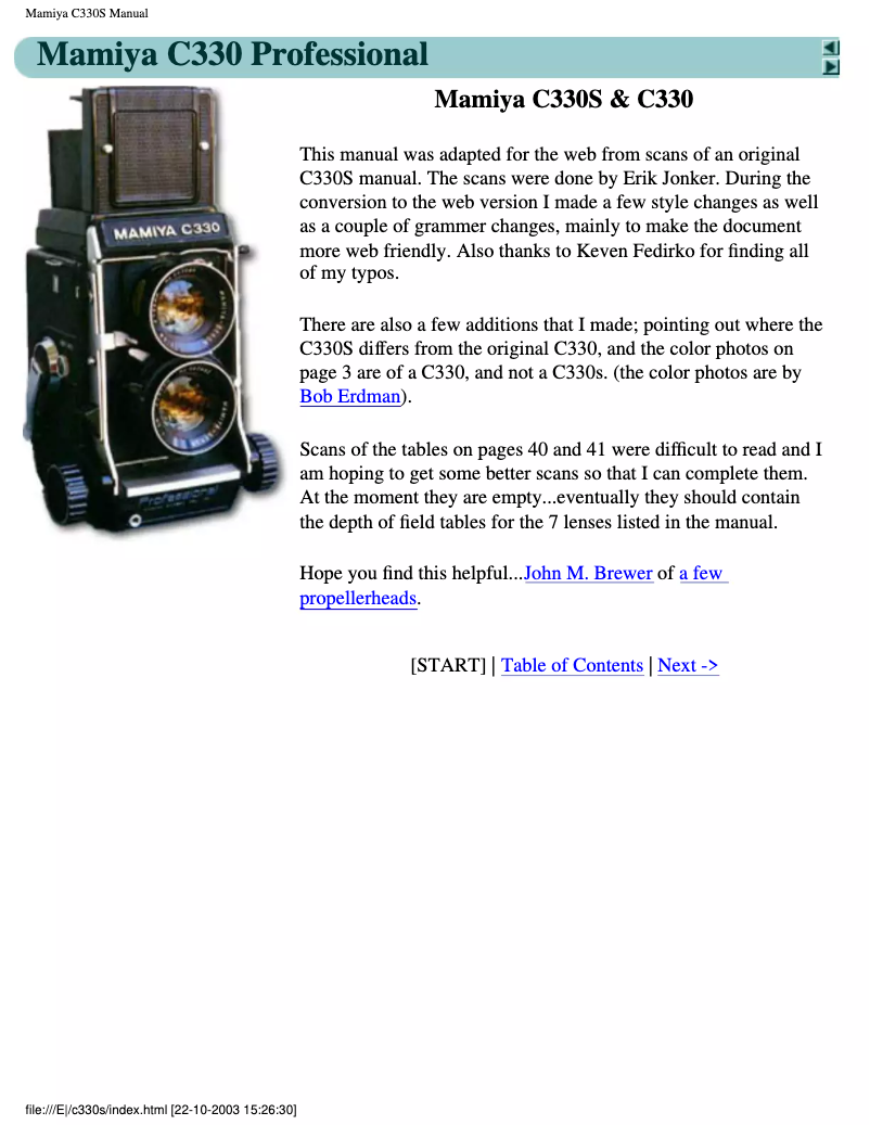 Imagen de la primera página del manual del dispositivo C330