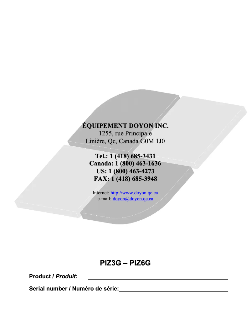 Página 1 del manual Manual de usuario Doyon PIZ3G