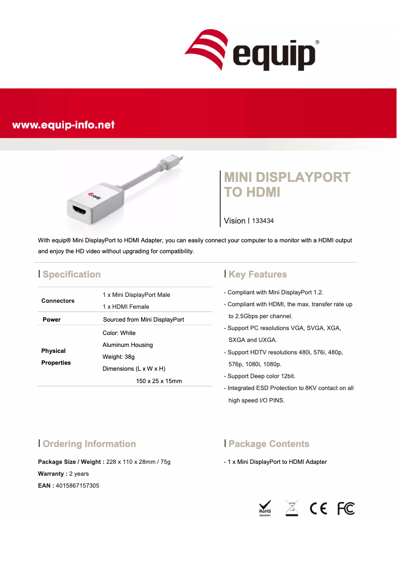 Imagen de la primera página del manual del dispositivo Mini DisplayPort