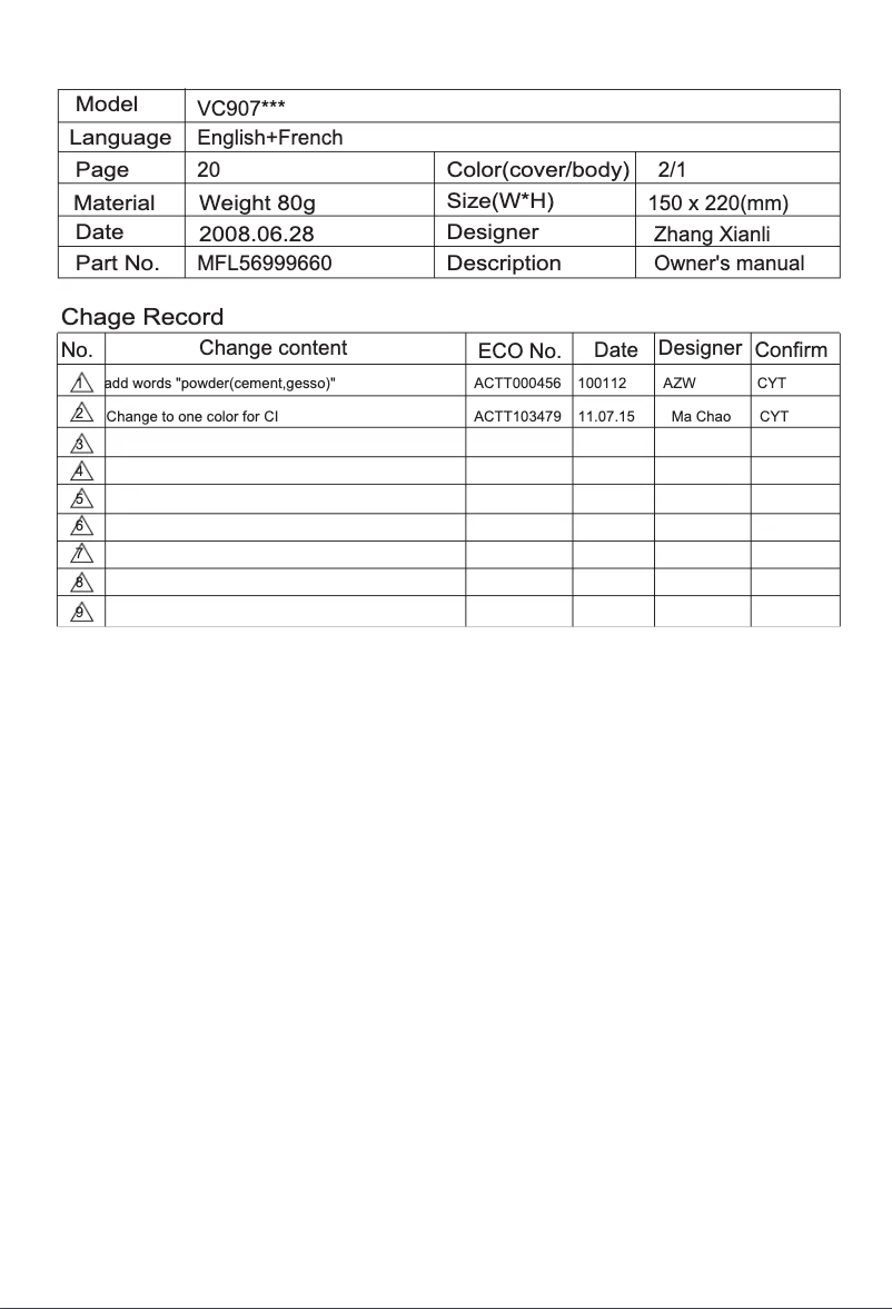 Página 1 del manual Manual de usuario LG VC9075R