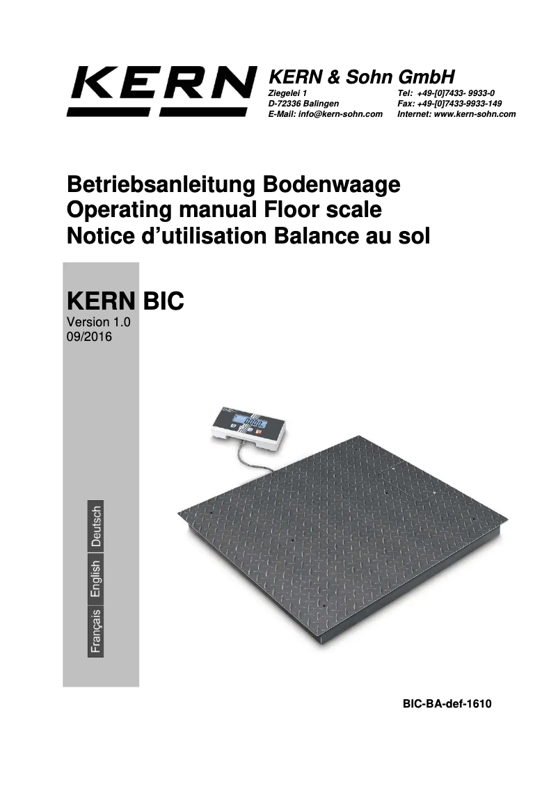 Página 1 del manual Manual de usuario Kern BIC 3T-3