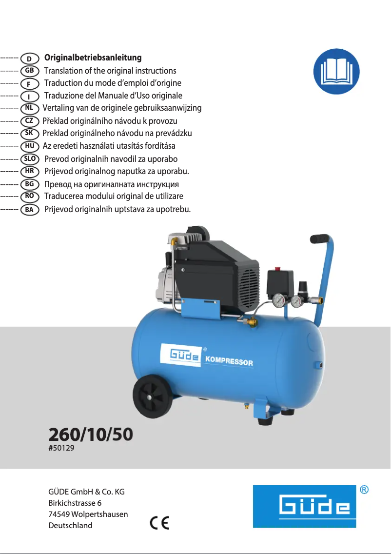 Página 1 del manual Manual de usuario Güde Kompressor 260/10/50