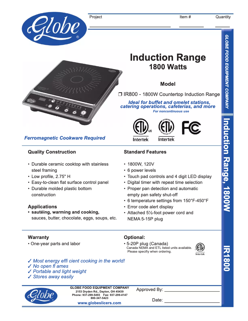 Página 1 del manual Manual de uso y mantenimiento Globe IR1800