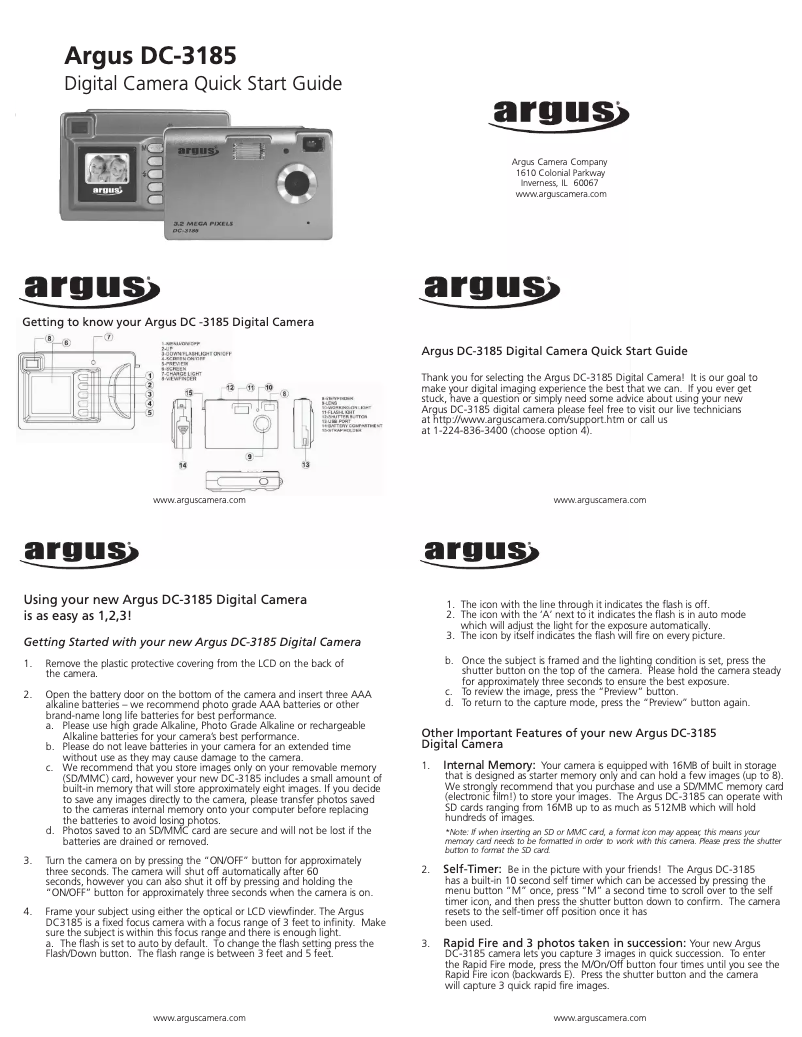 Imagen de la primera página del manual del dispositivo DC-3185