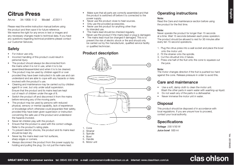 Página 1 del manual Manual de usuario Clas Ohlson JC5511