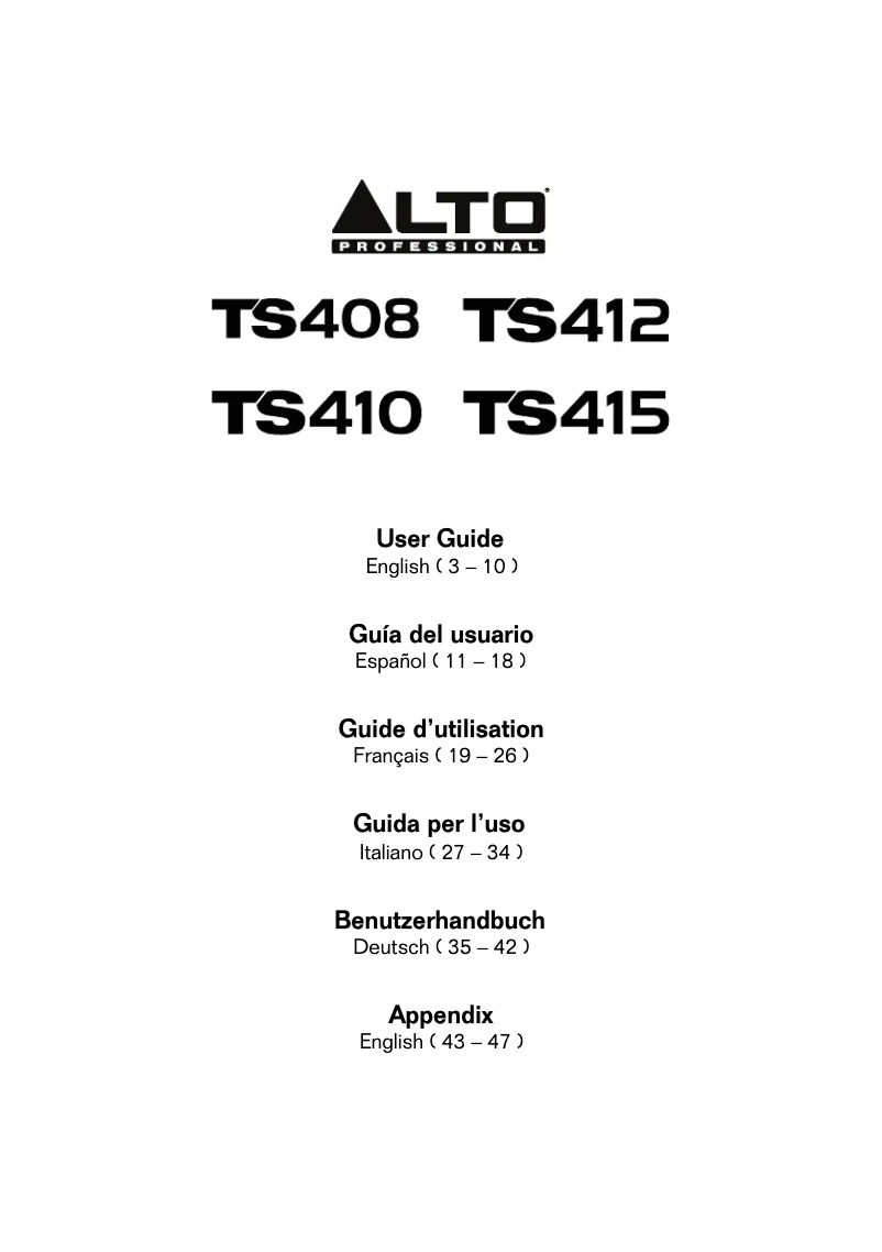 Página nº 1 - Manual de usuario Alto TS410