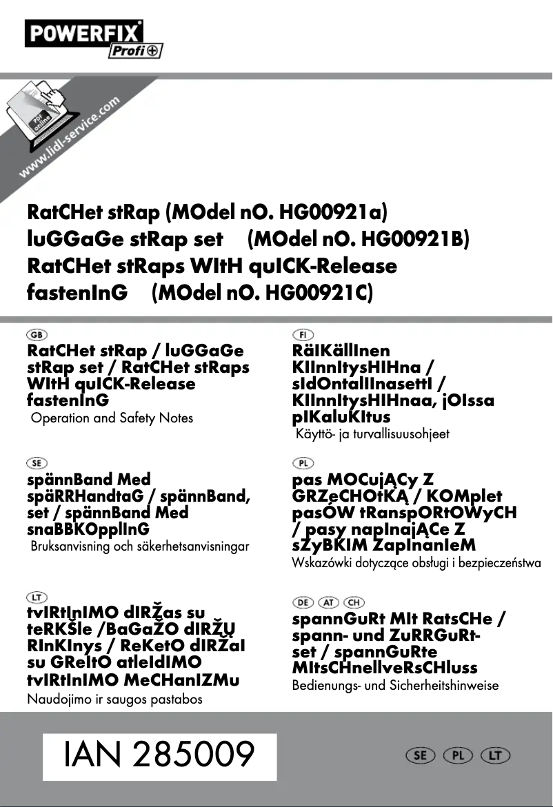 Imagen de la primera página del manual del dispositivo HG00921A