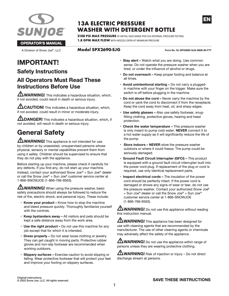 Imagen de la primera página del manual del dispositivo SPX2690-SJG