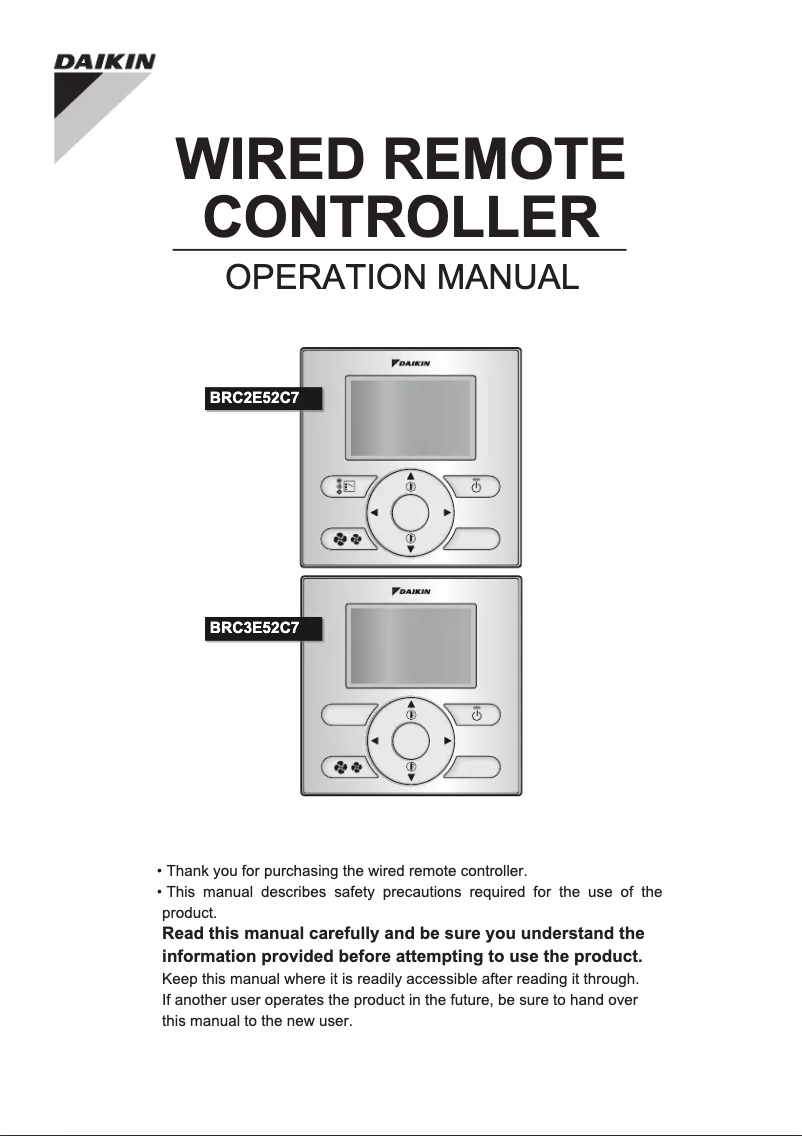 Página nº 1 - Manual de usuario Daikin BRC3E52C7