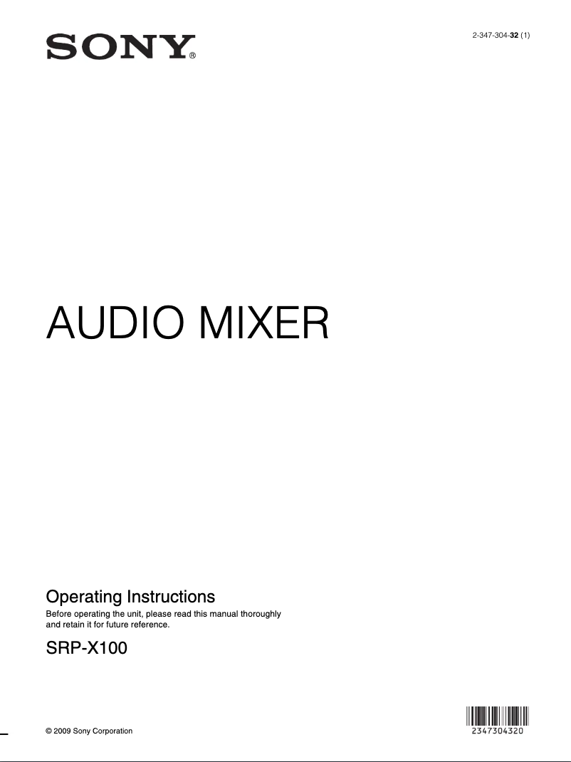 Imagen de la primera página del manual del dispositivo SRP-X100