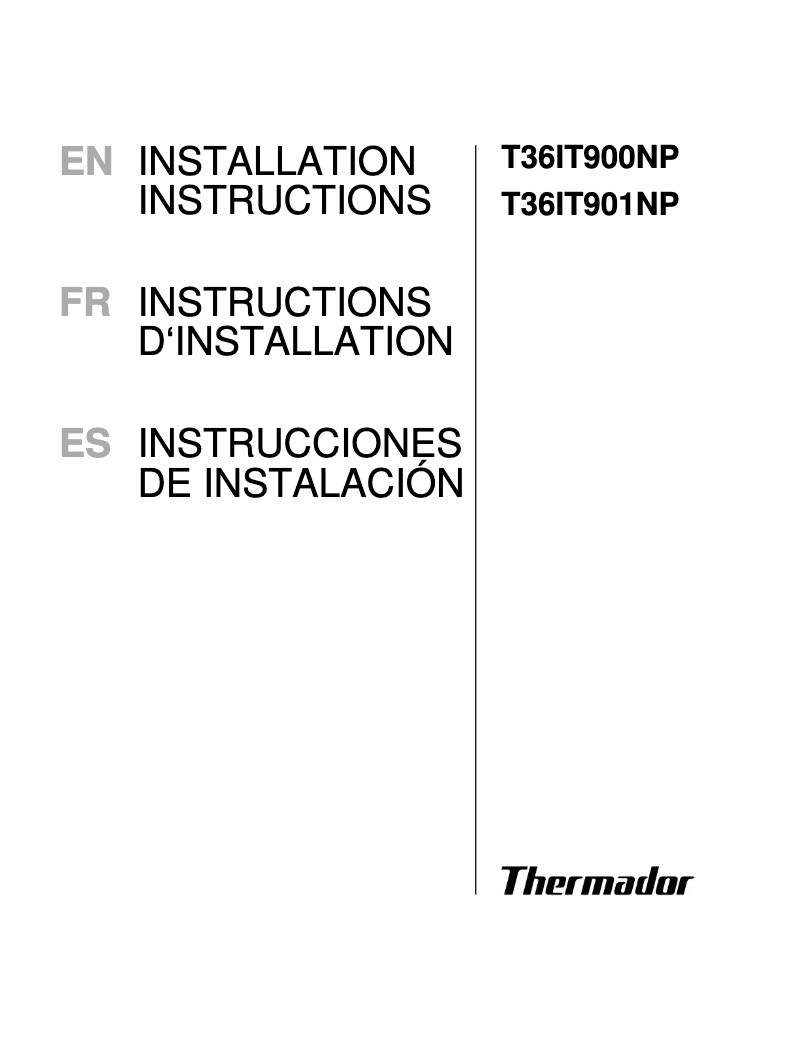Página 1 del manual Guía de instalación Thermador Freedom T36IT900NP