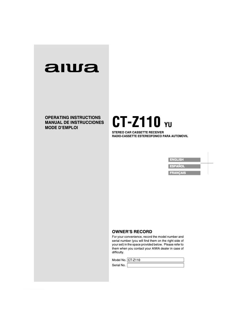 Página 1 del manual Manual de usuario Aiwa CT-Z110