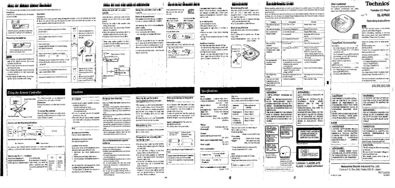 Página 1 del manual Manual de usuario Technics SL-XP600