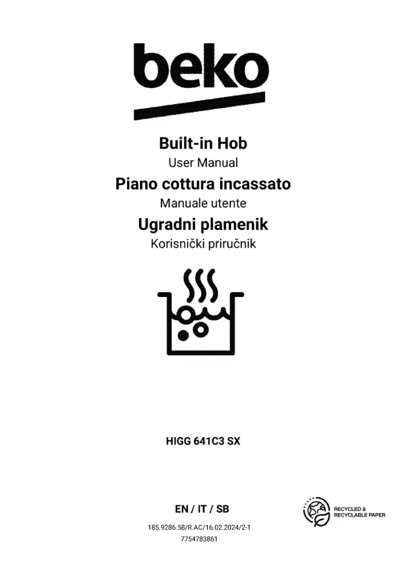 Imagen de la primera página del manual del dispositivo HIGG641C3SX