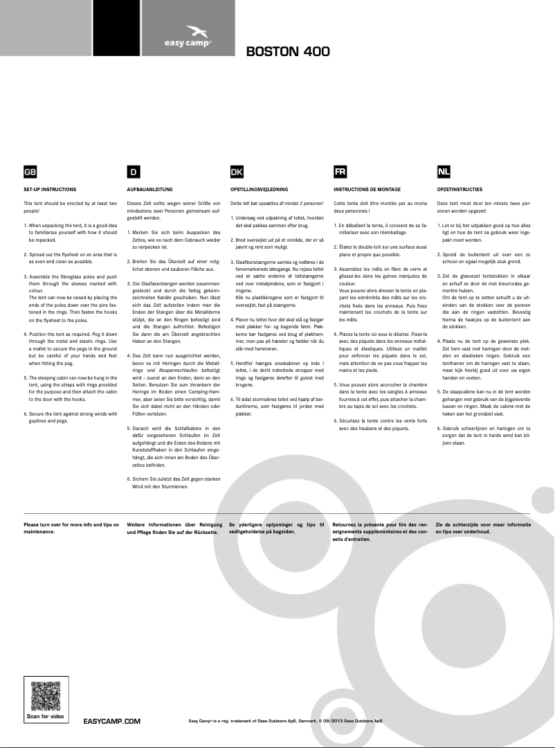 Imagen de la primera página del manual del dispositivo Tour Boston 400