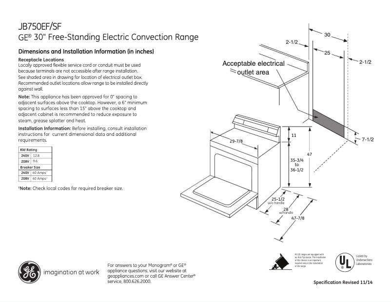 Imagen de la primera página del manual del dispositivo JB750SFSS