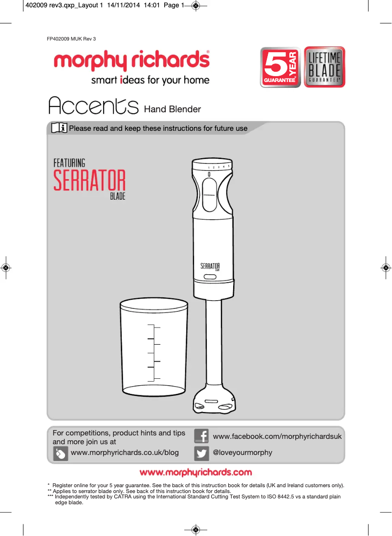 Imagen de la primera página del manual del dispositivo Accents 402009