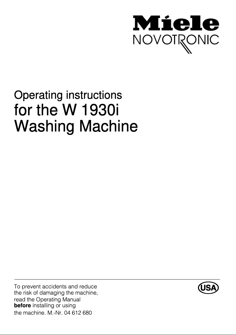 Página 1 del manual Manual de usuario Miele W 1930i