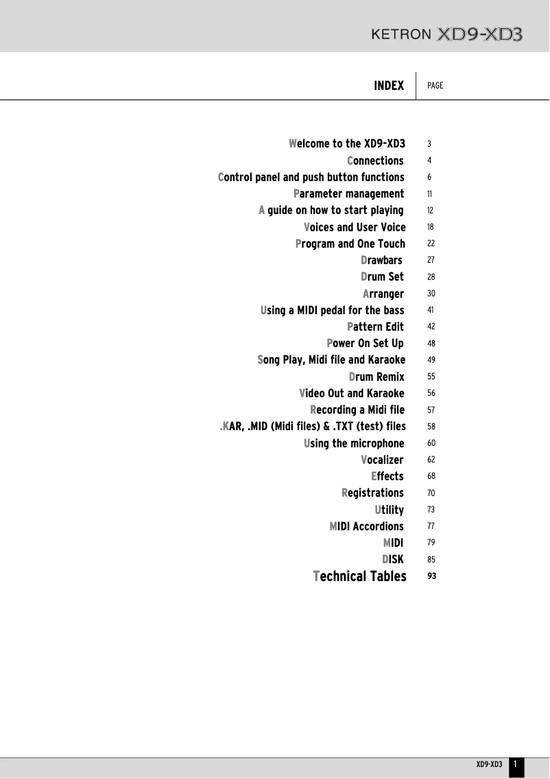 Imagen de la primera página del manual del dispositivo XD9