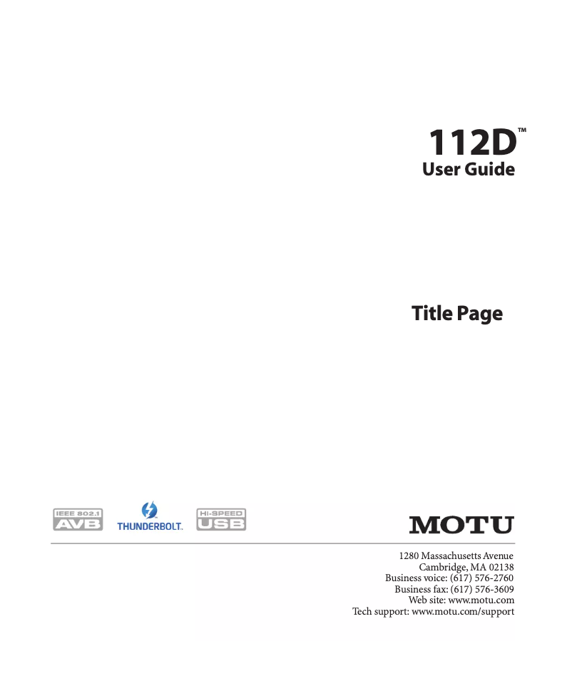 Página nº 1 - Manual de usuario Motu 112D