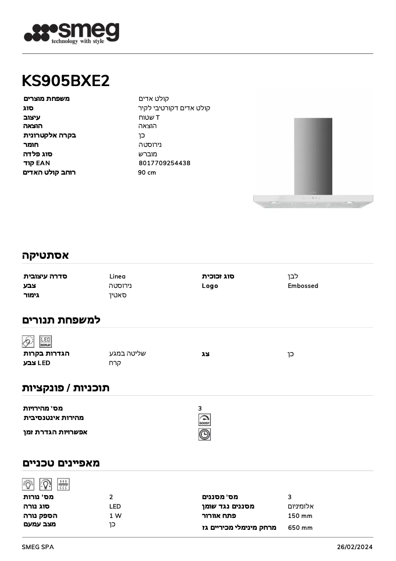 Página nº 1 - Ficha técnica Smeg KS905BXE2