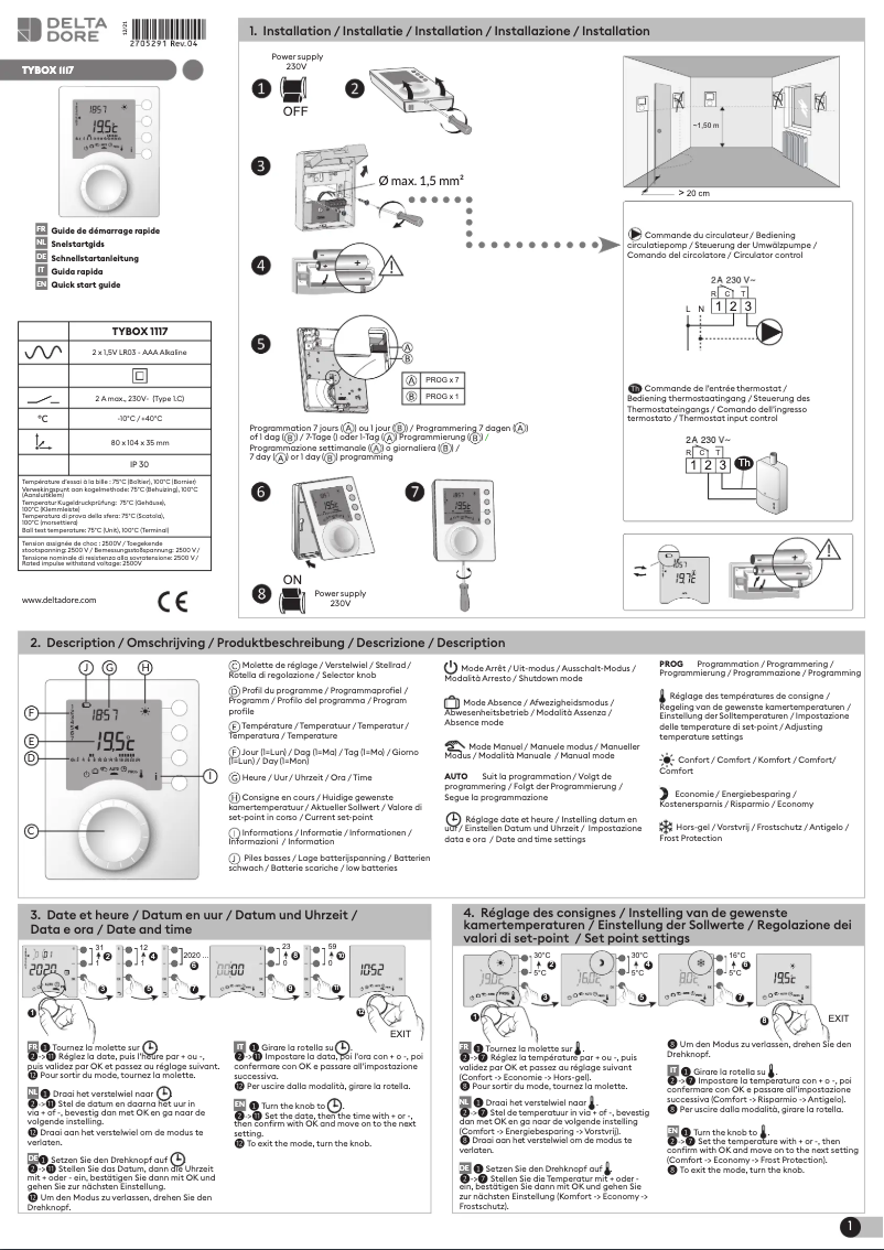 Página 1 del manual Guía de instalación Delta Dore Tybox 117