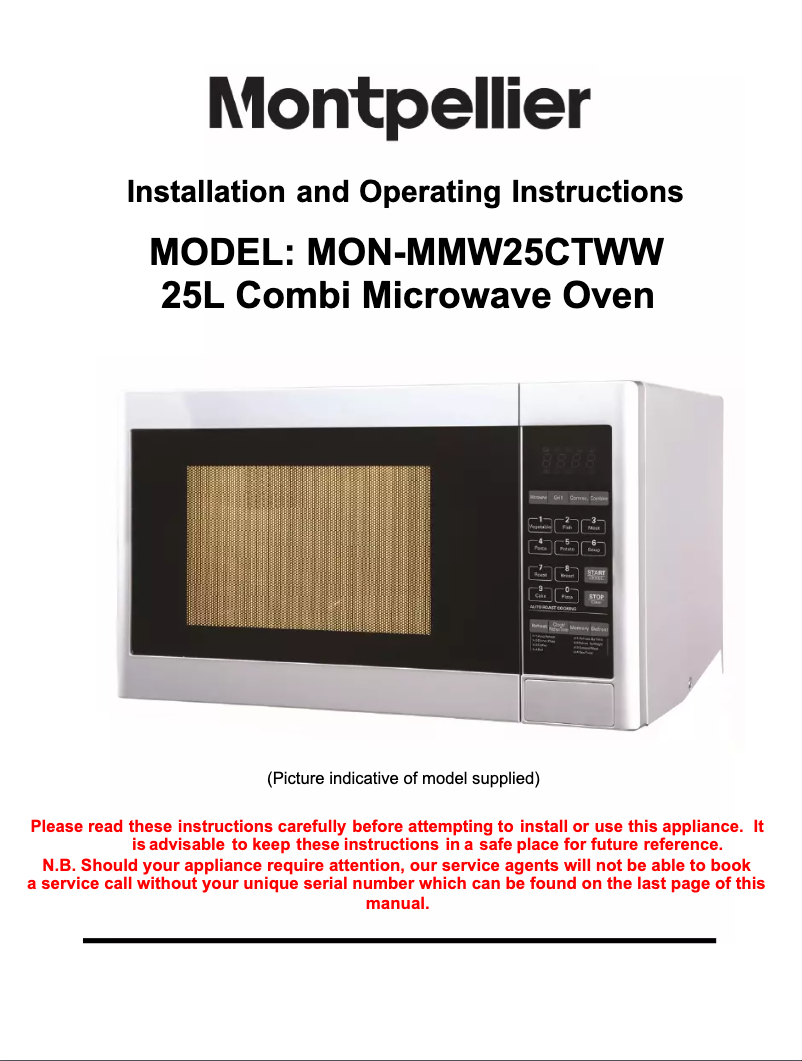 Página 1 del manual Manual de usuario Montpellier MMW25CTWW