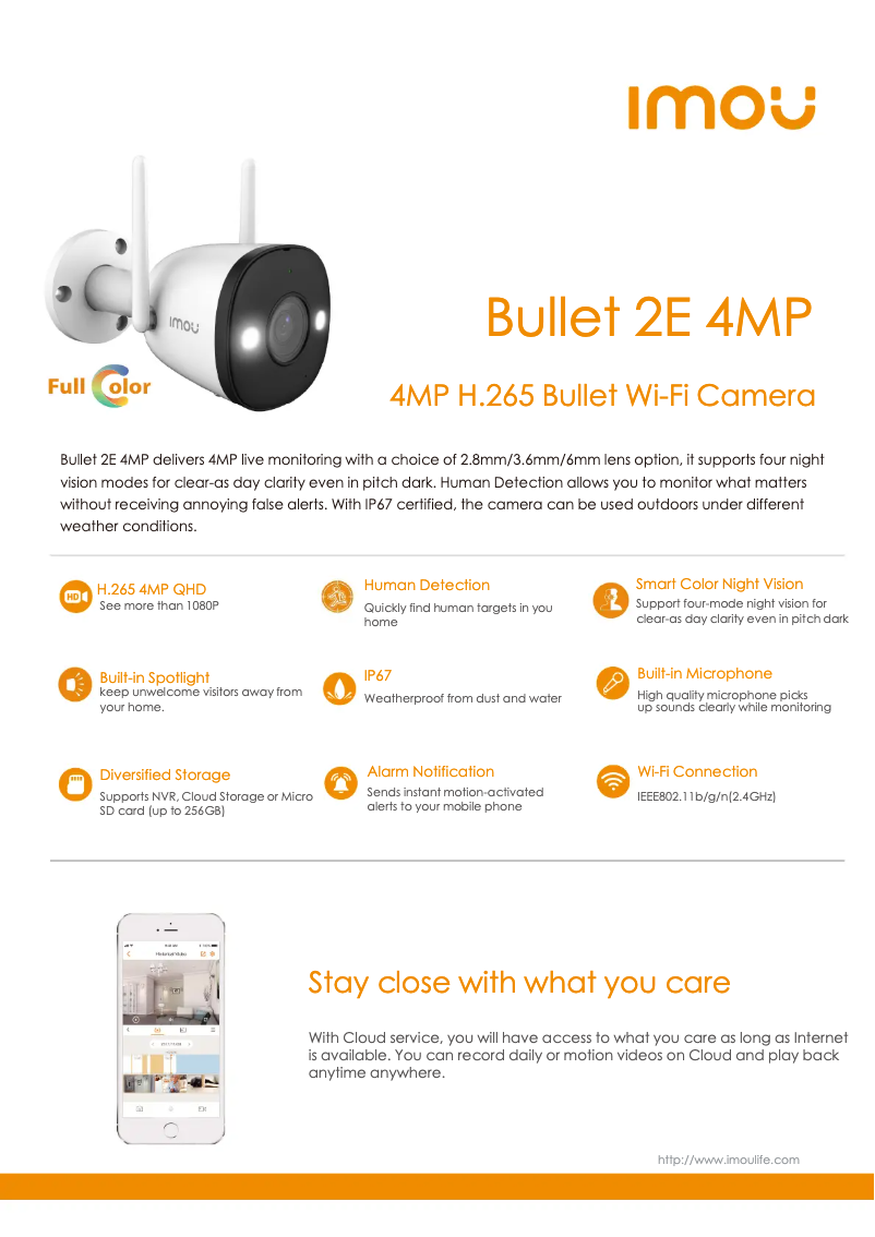 Imagen de la primera página del manual del dispositivo Bullet 2E 4MP