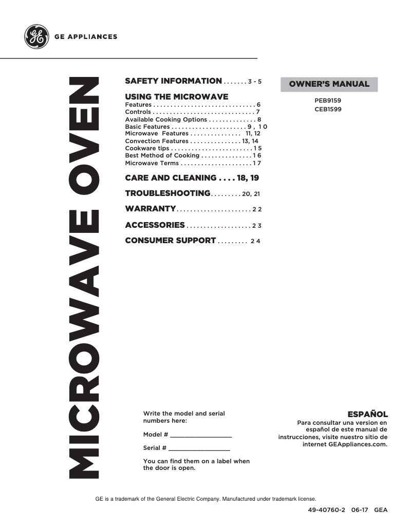 Imagen de la primera página del manual del dispositivo Profile PEB9159EJES