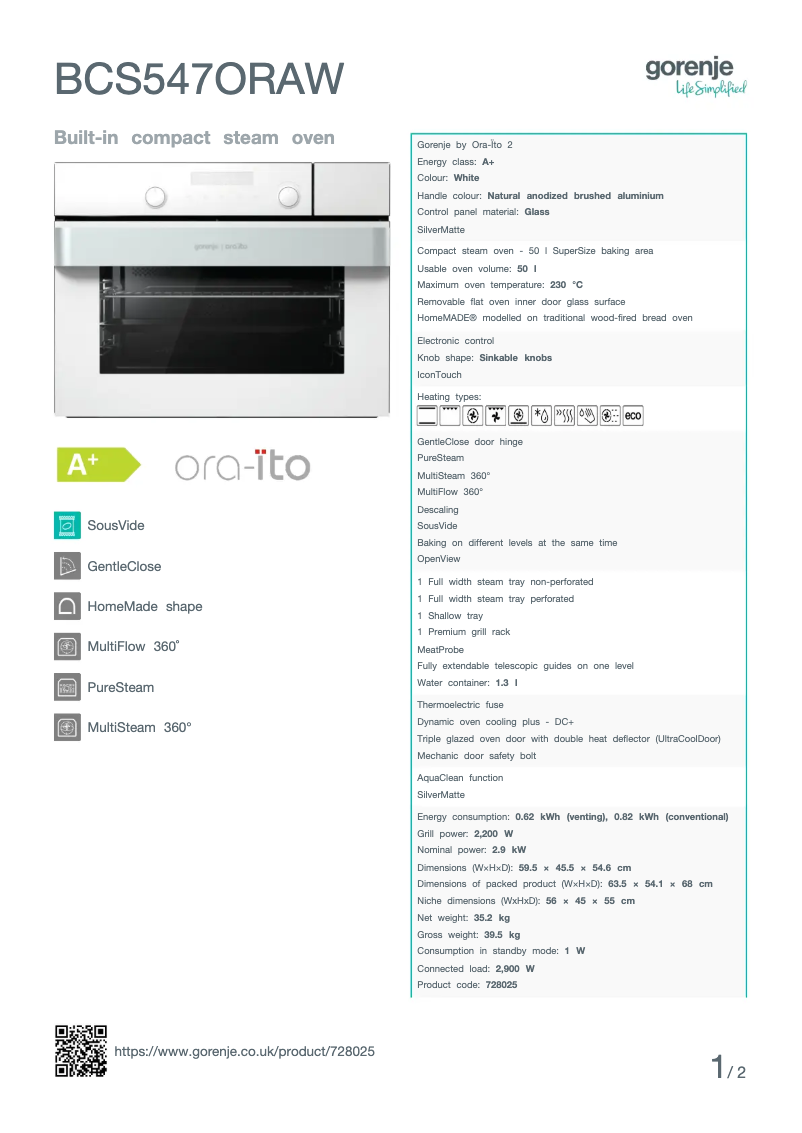 Imagen de la primera página del manual del dispositivo BCS547ORAW