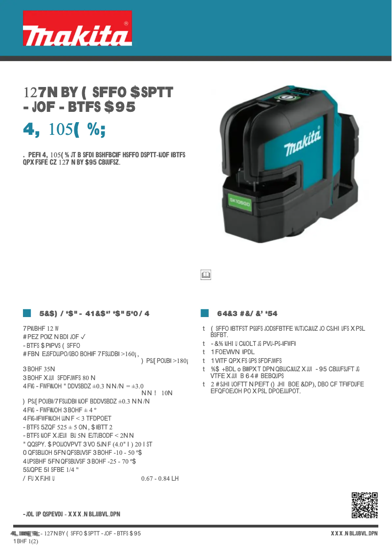 Página 1 del manual Ficha técnica Makita SK105GDZ