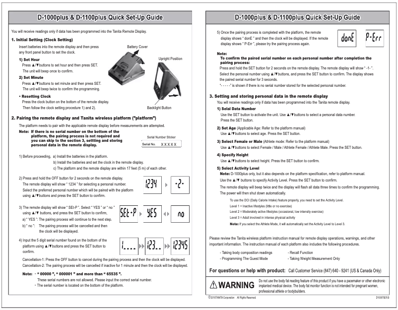 Imagen de la primera página del manual del dispositivo D-1000PLUS