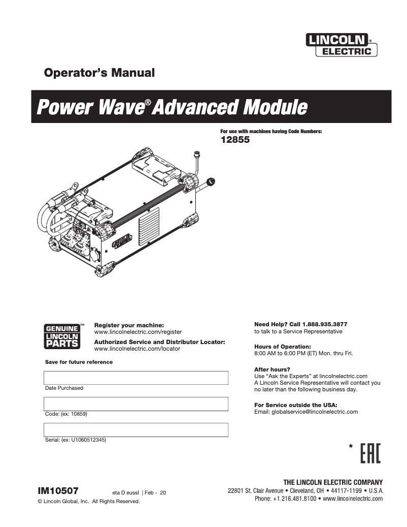 Página nº 1 - Manual de usuario Lincoln Electric Power Wave Advanced Module