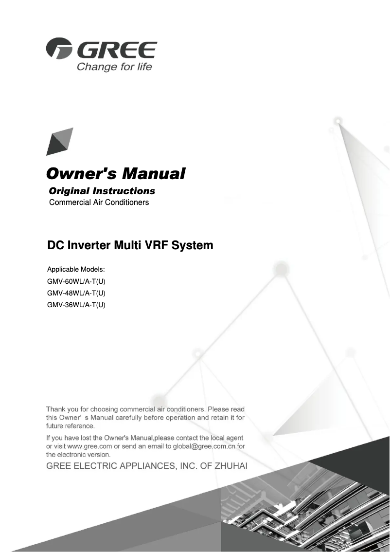 Imagen de la primera página del manual del dispositivo GMV-28WL/C-T(U)