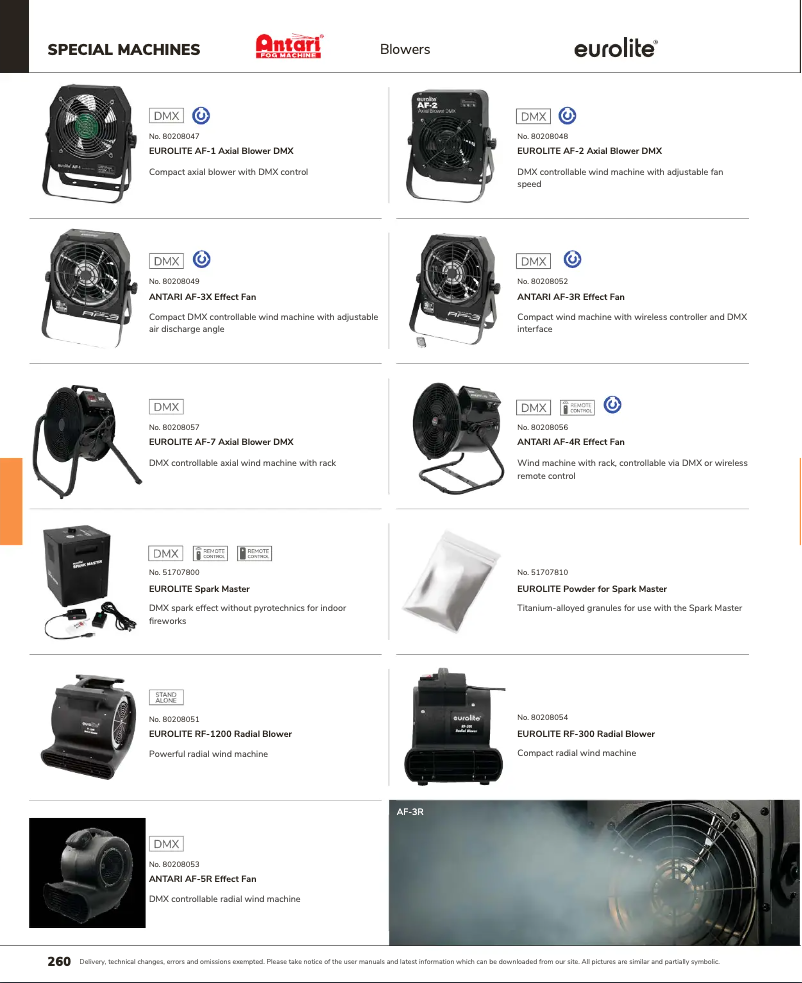 Página 1 del manual Catálogo Antari AF-4R