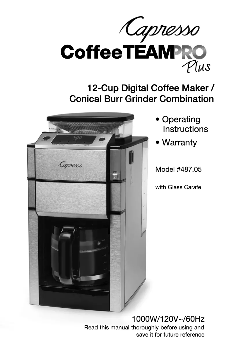 Imagen de la primera página del manual del dispositivo CoffeeTEAM PRO Plus 487.05
